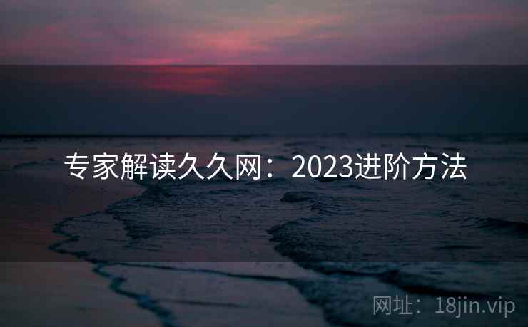 专家解读久久网：2023进阶方法