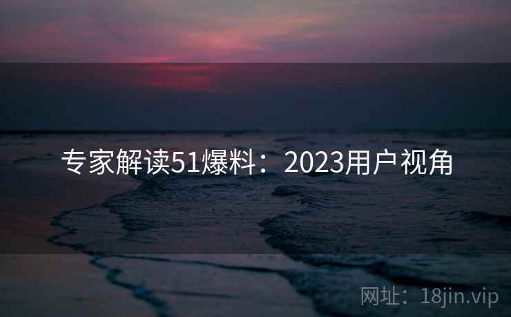 专家解读51爆料:2023用户视角 专家解读51爆料:2023用户视角