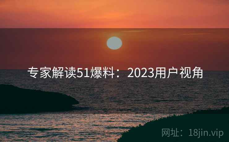 专家解读51爆料:2023用户视角 专家解读51爆料:2023用户视角